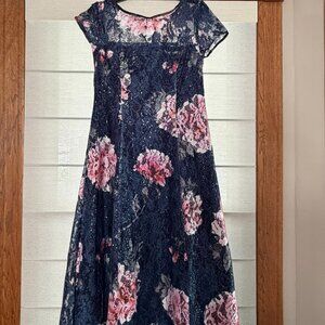 Ignite Evenings Sequin Lace Floral Midi Dress (New with Tags)